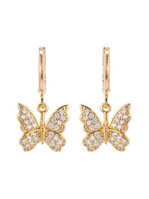 Load image into Gallery viewer, Butterfly Gold  Hoop Luxury  Earrings
