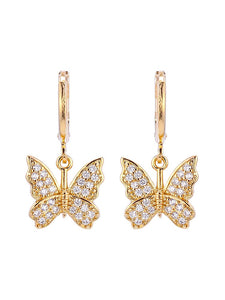 Butterfly Gold  Hoop Luxury  Earrings