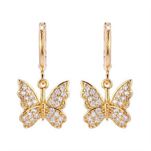 Load image into Gallery viewer, Butterfly Gold  Hoop Luxury  Earrings
