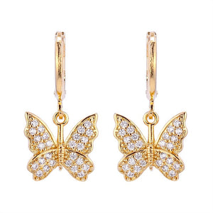 Butterfly Gold  Hoop Luxury  Earrings