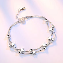 Load image into Gallery viewer, Silver Color Beads Stars Charm Bracelet
