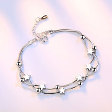 Load image into Gallery viewer, Silver Color Beads Stars Charm Bracelet
