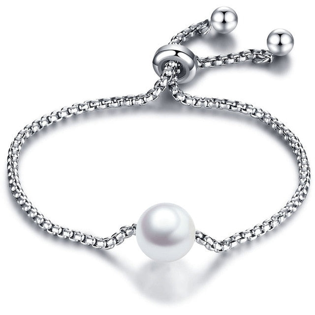 Pearl Charm Box Chain Links Bracelets