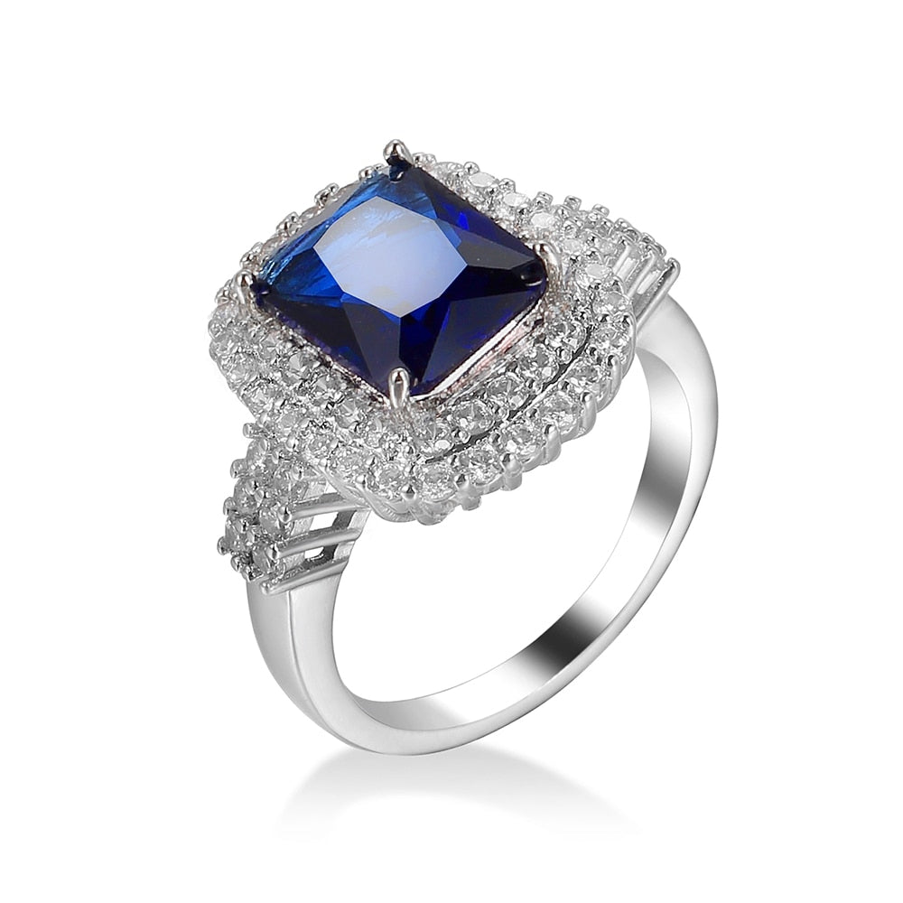 Blue Zircon Silver Plated Ring